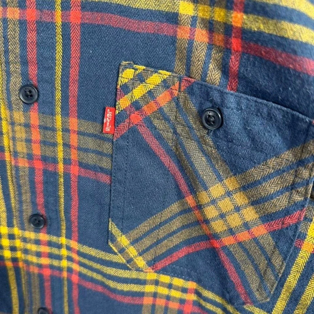Levis Mens retro Plaid Flannel Western‎ Button Down Shirt Size S #flannel #90s